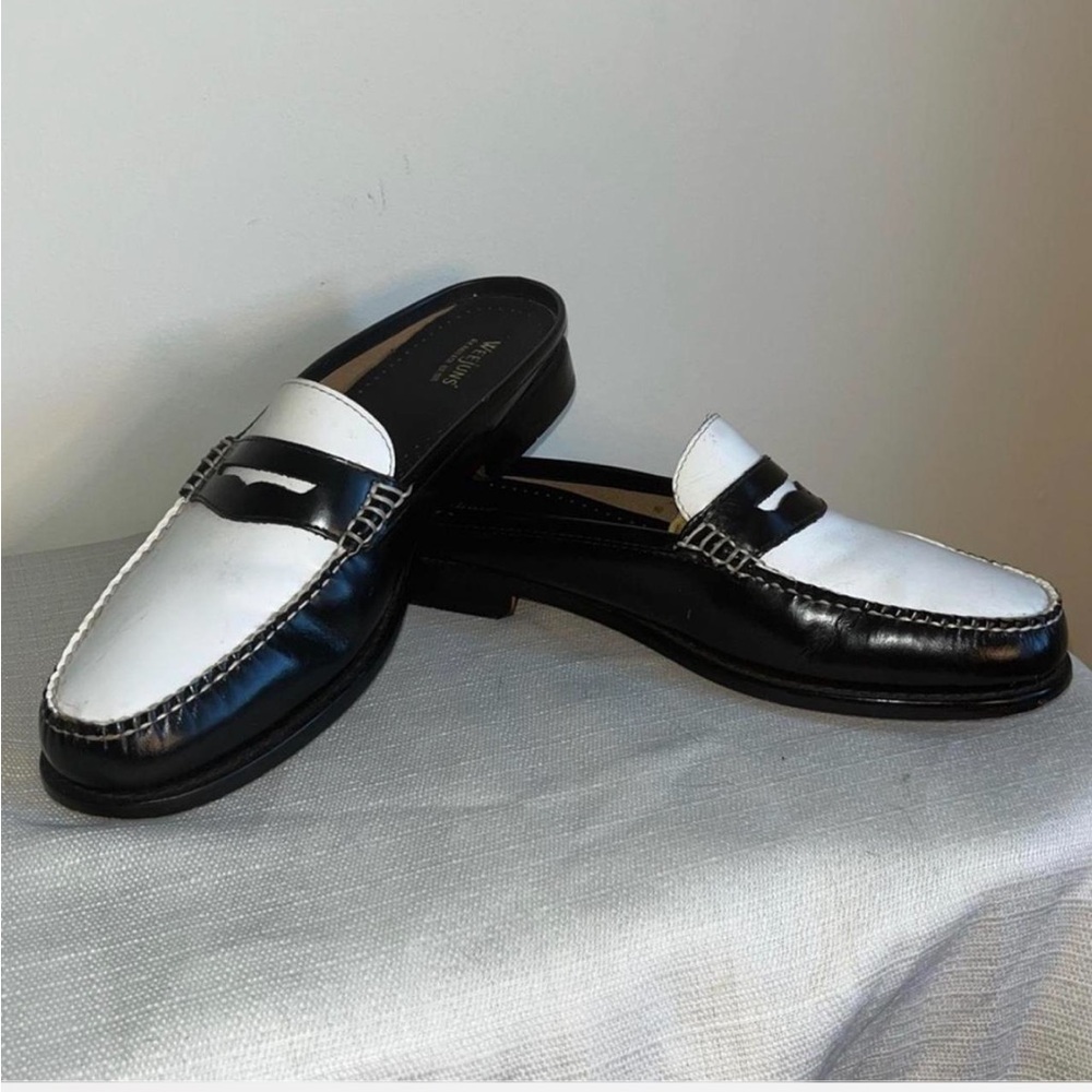 Black and White Spats Loafers Wynn Mules Weejuns by GH Bass - 9.5 - Picture 3 of 8